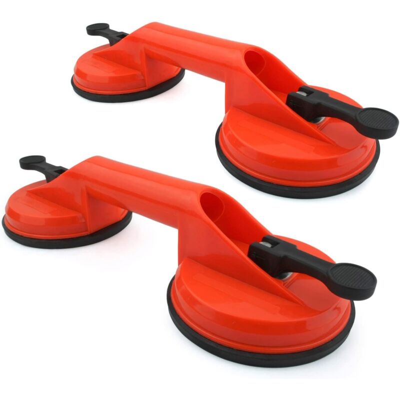 Ahlsen 2x poignée ventouse, ventouse capacité de levage de 60kg, ventouse double verre vitre avec 2 ventouses – orange