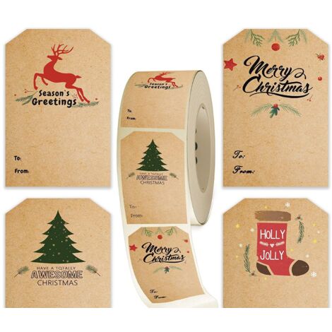 Ahlsen 300 Uds etiquetas autoadhesivas de regalo de Navidad pegatinas navideñas etiquetas autoadhesivas de regalo de Navidad 7,5x5cm etiquetas autoadhesivas