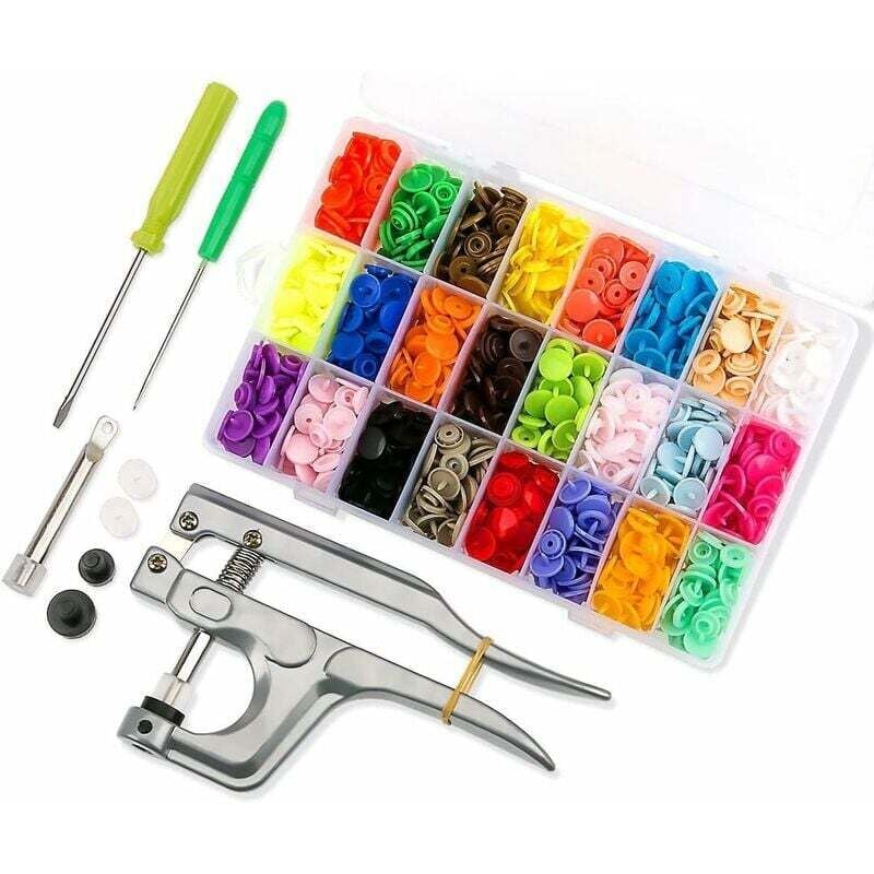 Ahlsen - 360pcs Bouton Pression 24 Coloris en T5 Résine + Kit de Pince Bonton Pression Métal pour T3 T5 T8 en Plastique + une Boîtes de Rangement