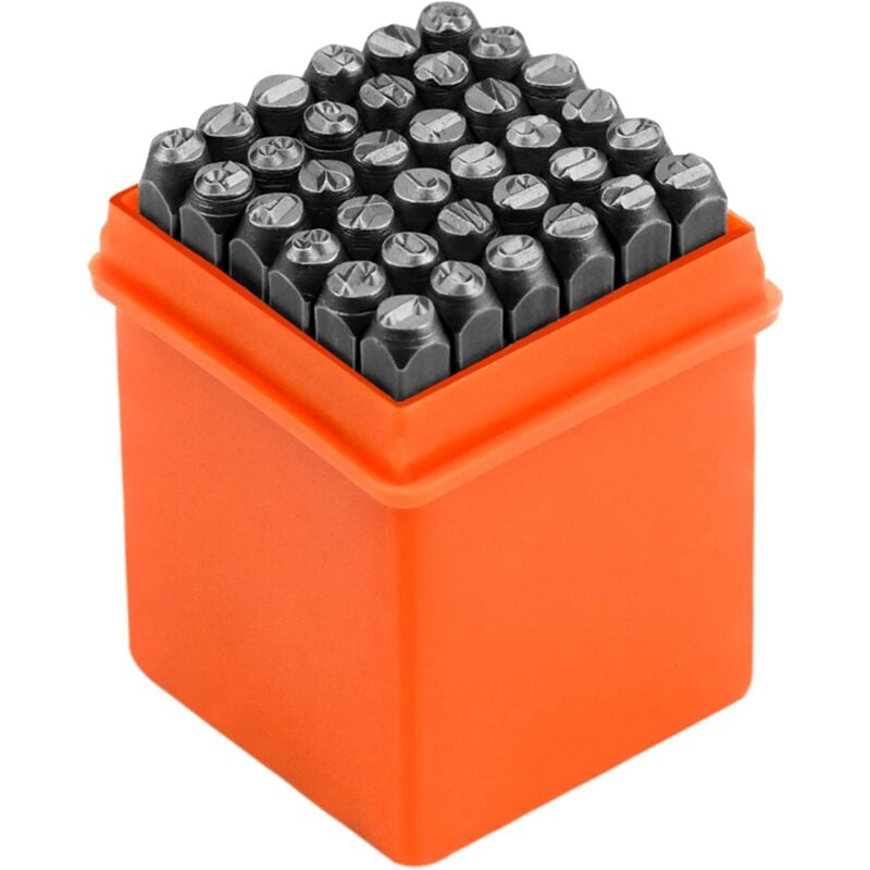 36PCS 4mm Lettre à Frapper, Lettre a Frapper Alphabet a-z & et Numero 0-9 Outil de Presse ​Poincon Metal pour Perforation de Poinçons pour