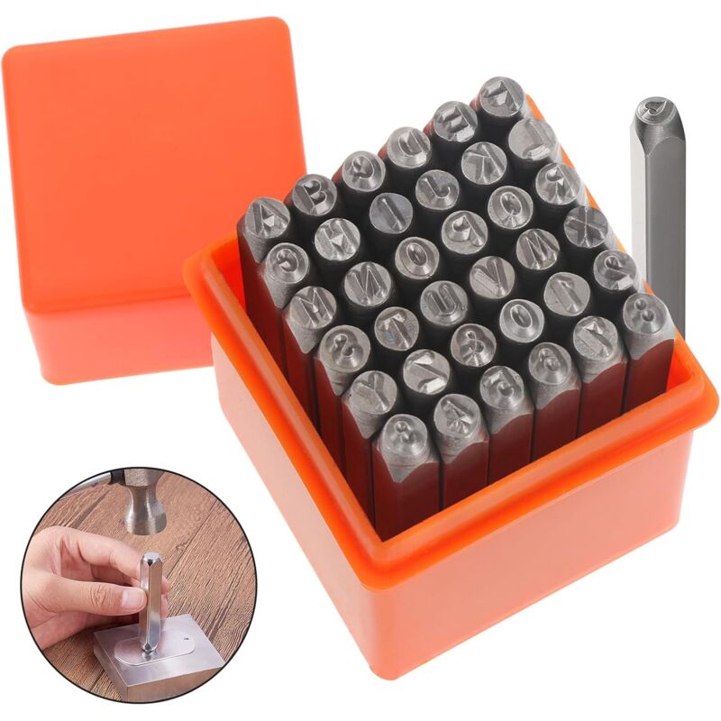 37 Pièces Lettre à Frapper 3mm Poincon Metal a Frapper Lettres et Chiffres à Frapper, Tampon Alphabet pour Argile a-z et 0-9 Kit de poinçons métal et