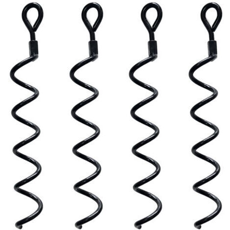 Ahlsen 38.5cm Spiral Earth Ground kit d'ancrage haute performance pour hangar Idéal comme poteau d'attache pour chien pour sécuriser les animaux, les tentes, les auvents, les hangars, paquet de 4