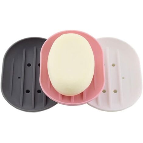 Ahlsen 3er-Set Silikon-Seifenschale, Seifenschale mit Abfluss, für Badezimmer-Dusche, rutschfeste Seifenschale