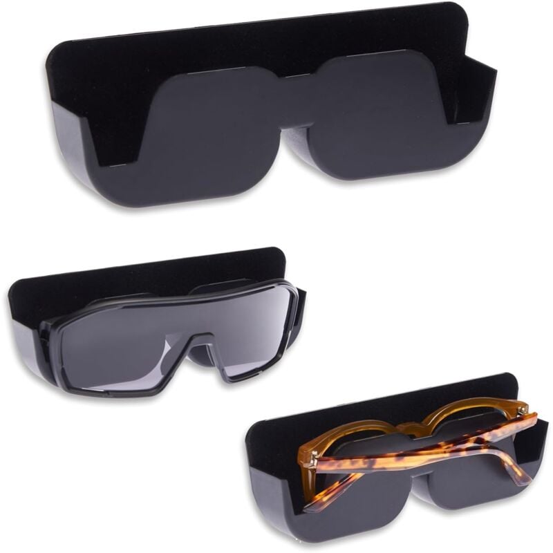 Ahlsen - 3pcs Porte-lunettes de voiture - Support de rangement autocollant avec rembourrage en feutre pour lunettes dans la voiture - Boîte de