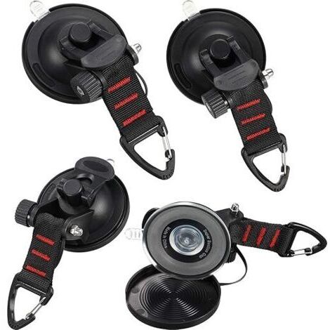 Ahlsen 4 Pièces Ancre à Ventouse avec Fixation du Crochet d'Arrimage, Crochet de Fixation de Ventouse Auvent pour Tentes Latéral de Voiture Accessoire de Bâche de Camping