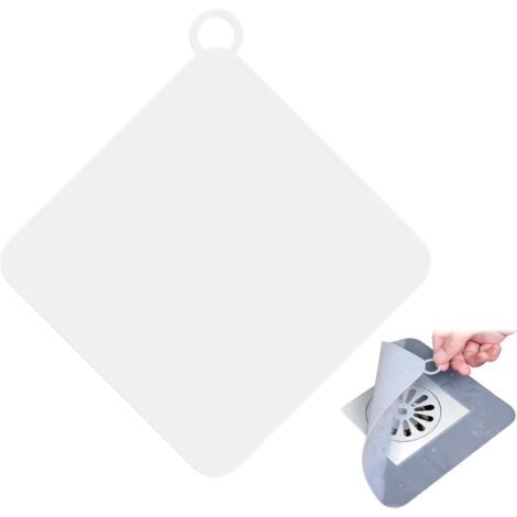 AHLSEN 4 Pièces Bouchons de Vidange en Silicone Anti-Odeur, 20×20cm Bouchon Douche Vidange, Universel Bouchon Evier, Protection de Drain de Silicone pour Cuisine, Buanderie et Salle de Bain (Blanc, Gr