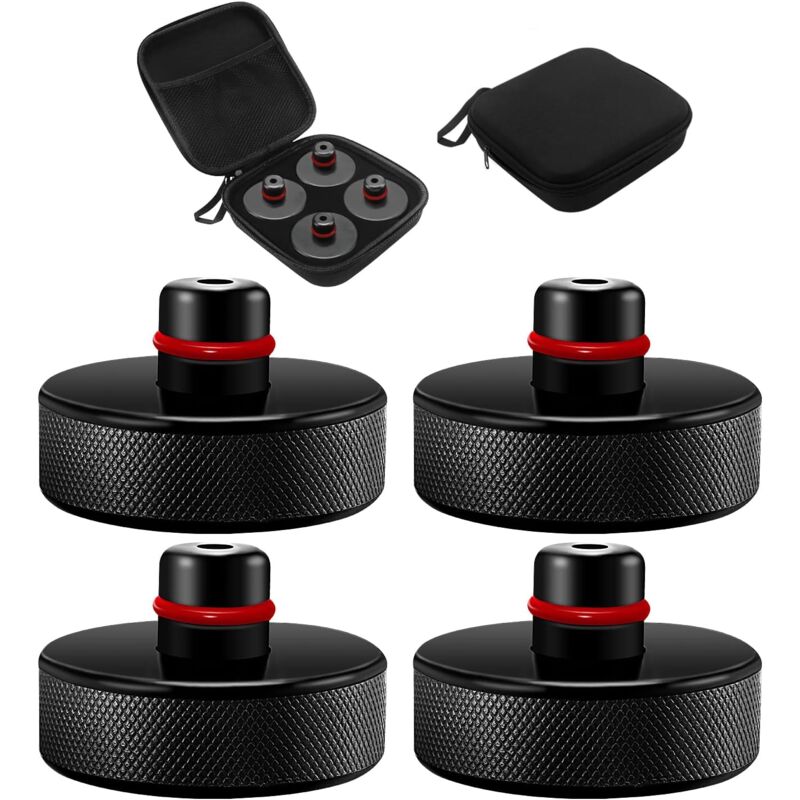 Ahlsen - 4 Pièces Jack Pad Bloc Compatible with Tesla Model 3/Y/S/X, Coussinet de Levage en Caoutchouc avec Mallette de Rangement, Tampon Cric,