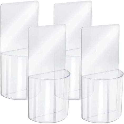 Ahlsen 4 Pièces Support Télécommande Mural, Organisateur Multimédia Acrylique Support Mural, Transparent Sans Boîte de Rangement de Perçage, pour Chambre à Coucher, Table de Chevet