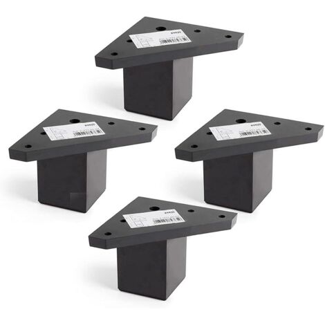 Ahlsen 4-teiliges Möbelbein mit Montageplatte – für Tisch, Bett, Stühle – Aluminiumlegierung – Höhe: 6 cm – Farbe: Schwarz – Schrauben nicht im Lieferumfang enthalten