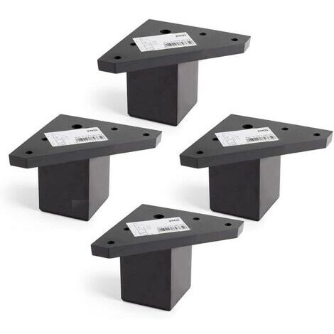 Ahlsen 4-teiliges Möbelbein-Set mit Montageplatte – für Tische, Betten und Stühle – Aluminiumlegierung – Höhe: 6 cm – Farbe: Schwarz – Schrauben nicht im Lieferumfang enthalten