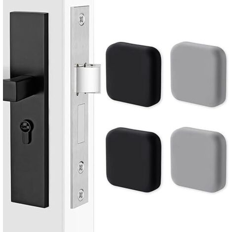 Ahlsen 4 x Protector de pared cuadrado de manijas de puerta de silicona Protector de pared silencioso para manijas, tope de puerta (negro x2, gris x2)