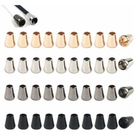 Ahlsen 40PCS Bouchon de Cordon en Métal,Stopper Bouchons Métal Extrémités de Cordon Embout Cordon pour Cordons de Serrage Vêtements, Sac à Dos, Sportwear(4Couleur)