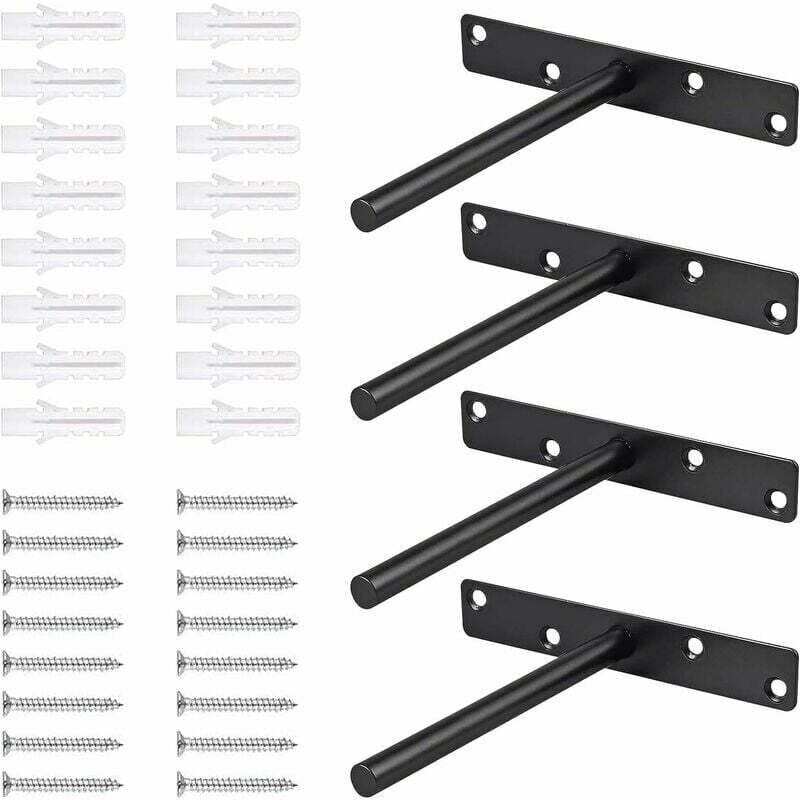 Ahlsen - 4pcs support d'étagère flottante acier massif caché étagère aveugle caché avec des vis marques d'étagère invisibles en acier métal pour les