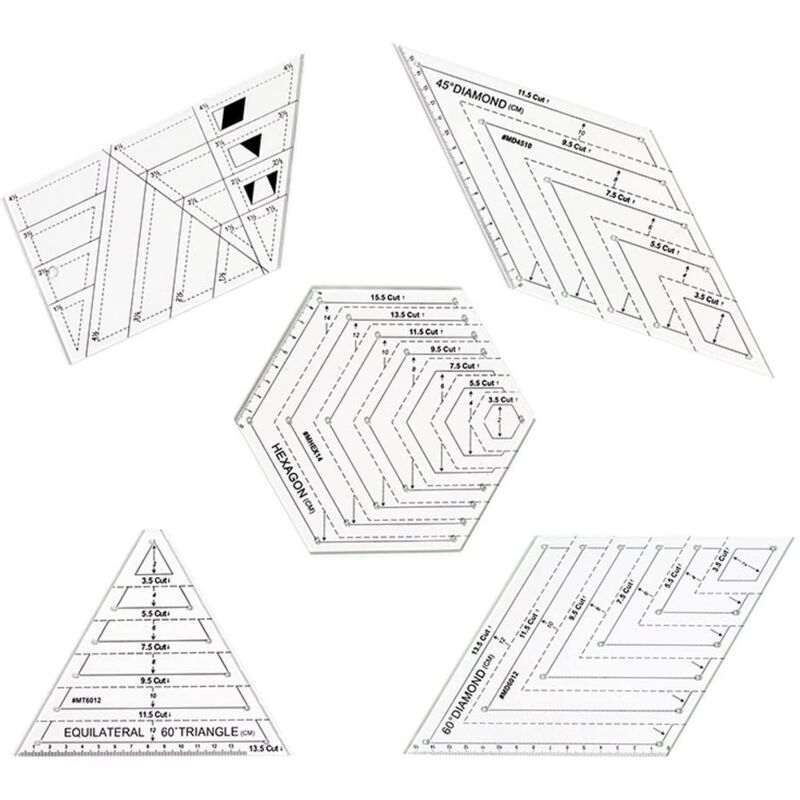 Ahlsen - 5 Pièces Transparentes Couture Règle, Règle Coudre Bricolage, Règles de Matelassage, Échelle Précise et Caractères Clairs, pour Outils de