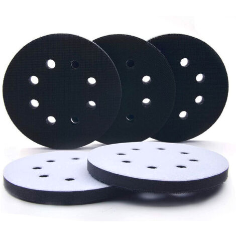 Ahlsen 5 pouces Tampon de Ponçage Souple, Tampon Poncage Souple, Tampon de Coussin D'interface, Adapté aux Types Pneumatiques et électriques de Polisseuse Autonettoyante, 8 Trous, 5pcs