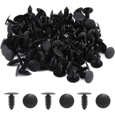 Ahlsen 50 clips de remache de plástico – Clips de remache de plástico para panel de carrocería, sujetador de remache para parachoques de coche (negro)