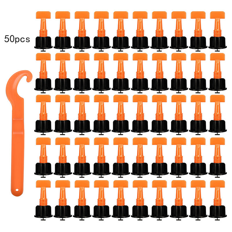 Ahlsen 50 ensembles de système de nivellement de carrelage Kit d'outils d'installation de carreaux réutilisables pour la construction de murs et de
