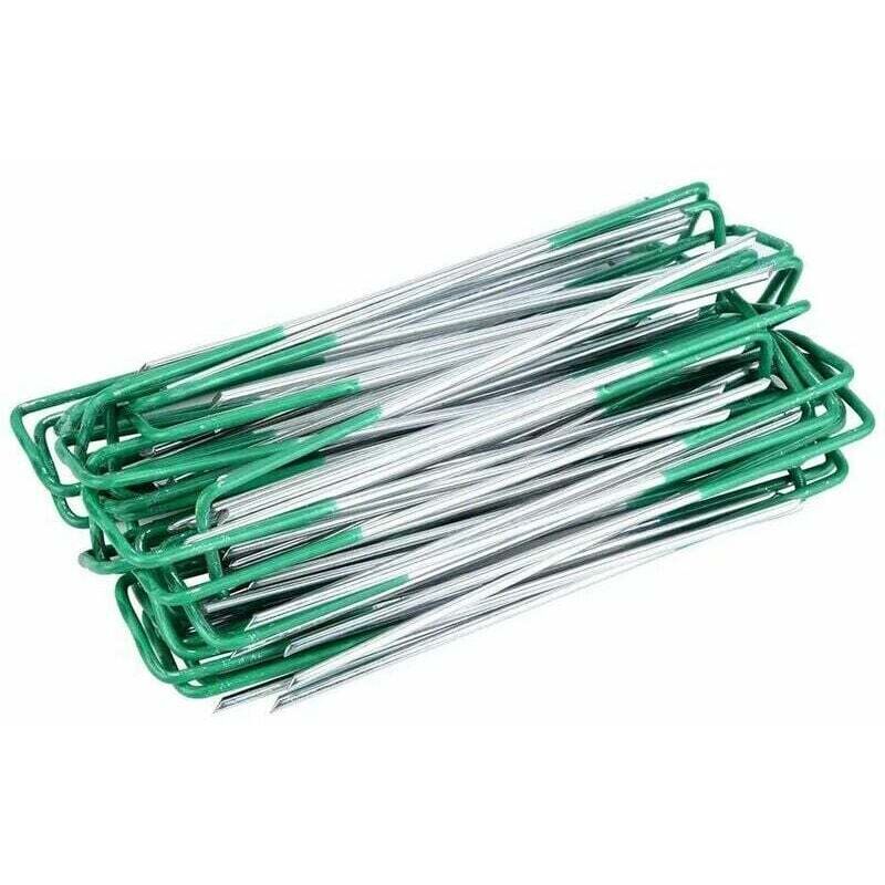 Ahlsen - 50 Pcs Piquets de Fixation, Piquets de Jardin, Agrafes Gazon Synthétique Vert, pour bâches de Sol de Jardin, Fixation de Gazon synthétique