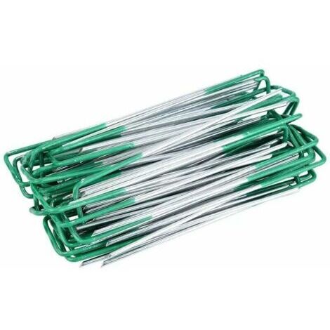 Ahlsen 50 Pcs Piquets de Fixation, Piquets de Jardin, Agrafes Gazon Synthétique Vert, pour bâches de Sol de Jardin, Fixation de Gazon synthétique extérieur