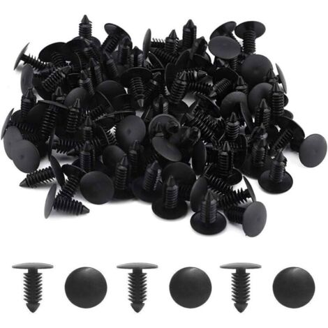 Ahlsen 50 pièces Rivet Clips Plastique- Clips Plastique Rivet Carrosserie Garniture Garniture de Retenue de Fixation de Rivet Pare-Chocs de Voiture pour Voiture(Noir)