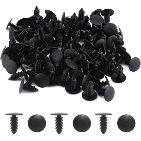 Ahlsen 50 pièces Rivet Clips Plastique- Clips Plastique Rivet Carrosserie Garniture Garniture de Retenue de Fixation de Rivet Pare-Chocs de Voiture pour Voiture(Noir)