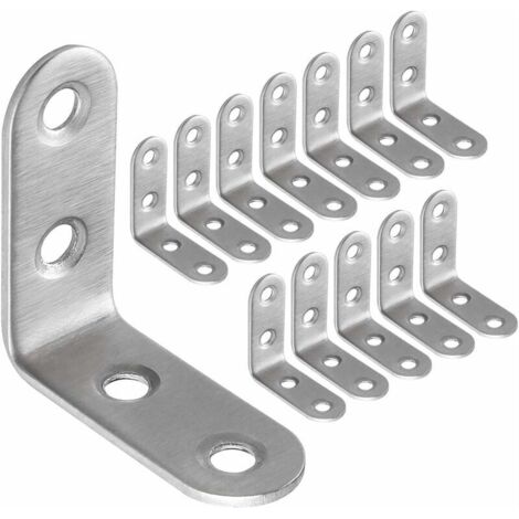 Ahlsen 50 soportes de fijación de acero inoxidable, refuerzos de esquina de 40x40 mm para fijación y reparación de juntas de refuerzo de muebles, color plateado