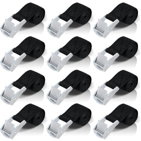Ahlsen 50CM Sangle d'Arrimage, 12pcs Sangle à Cliquet avec Boucle de Serrage en Alliage de Zinc pour Fixation Moto/Voiture/Porte Vélo/Bagage/Déménagement Puissance de Traction