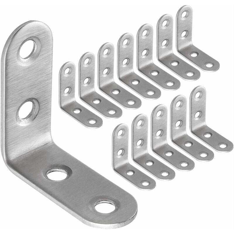 Ahlsen - 50pcs Équerre de Fixation Inox 40x40mm, Renforts d'Angle pour la Fixation et la Réparation de Meubles, Renforcer les Joints Argent