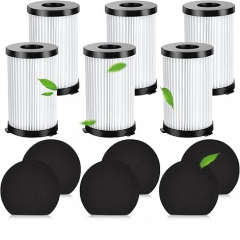 Ahlsen 6 filtres pour Ariete Handyforce 2761 2759 Aspirateur sans fil Pièces de rechange Accessoires pour MOOSOO D600 D601 & Iwoly V600 Filtre d'aspirateur, 6 filtres HEPA & 6 filtres éponge