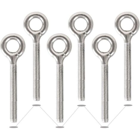 Ahlsen 6 Pack M10 304 Anneaux en Acier Inoxydable Soudés Fermés Boulons à Oeil de Tige Filetée Résistant à La Corrosion-Vis à œil