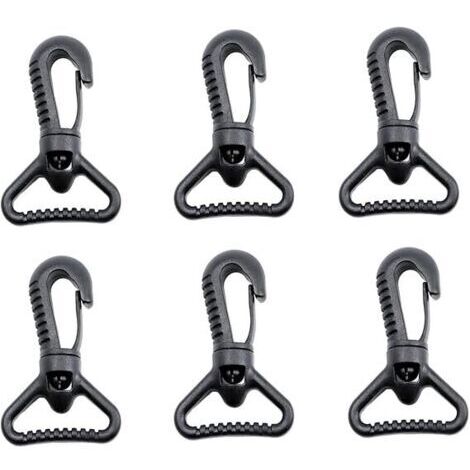Ahlsen 6 PCS Mousquetons en Plastique, Mousqueton pivotant en Plastique pour Porte de poussée - Mousqueton Rotatif - Mousqueton Rotatif - Fermoir à Boucle pour Sangle, Noir