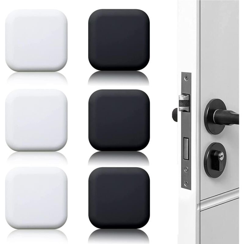 Ahlsen - 6 Pièces Butée de porte murale noire/blanche adhésive 45mm45mm Bloc porte Stop porte mural adhesif Butoir porte mural adhesif