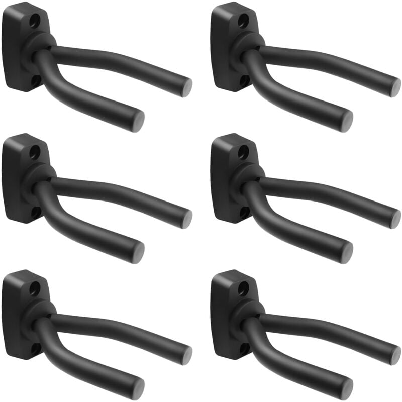 Ahlsen - 6 pièces Support Mural pour Guitare Noir, Crochet de Guitare Supports Muraux pour Guitare, Support de Guitare Compatible pour Tous Types