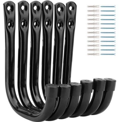 Ahlsen 6er-Set robuste Garagenhaken, 11,5 cm, vielseitige Haken für Gartengeräte, Wandmontage, Tragkraft 30 kg