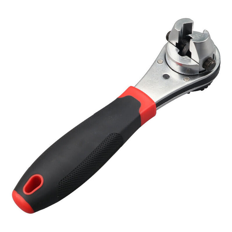 Ahlsen - 8' Adjustable Ratchet Socket Wrench, Flexible Dual Head Power Tool, Ratchet Capacity Of, Black And Red, One Piece,