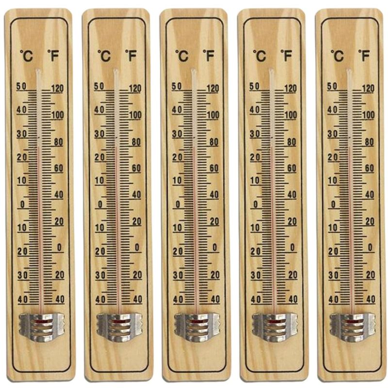 8 Pcs Thermomètre à Bois pour Intérieur,thermomètre en Bois pour Mesurer La Température L'intérieur Et L'extérieur,L'énergie,Thermomètre avec Échelle