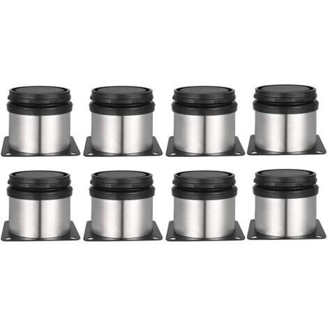 Ahlsen 8-teiliges Set verstellbarer Möbelfüße, runde Metallfüße aus Edelstahl für Schränke, Tische, höhenverstellbar für Sofas, Tische, Schränke, Regale, 50 mm