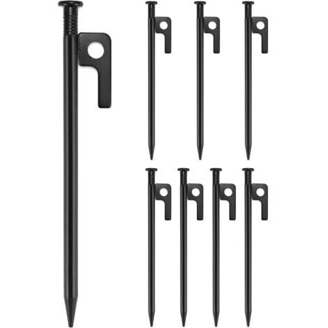 Ahlsen 8er-Pack Zeltnägel, Campingheringe, 20 cm lang, für harten Felsboden, Strand, Wiese, Schwarz