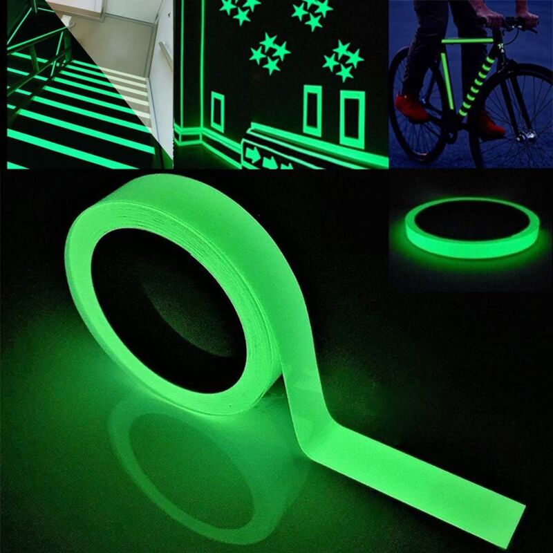 Ahlsen - 9 mx 2 cm high quality green fluorescent tape, luminous tape, phosphor tape, photoluminescent marking tape, self-adhesive warning tape, glow