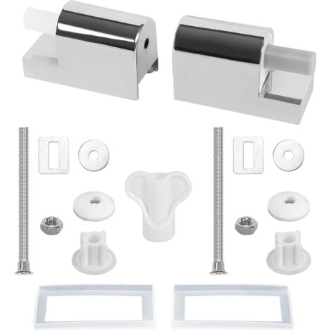 Ahlsen Abattant WC Fixations Charnières, Lot de 2 Charniere Abattant WC Charnières Universelles pour Siège de Toilette, Charnières De Siège De Toilette À Fermeture Douce Kit Fixations Remplacement