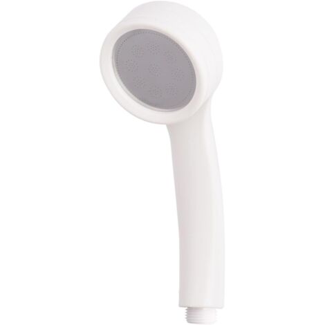 Ahlsen Accesorios de baño, ahorro de agua, redondo, alta presión, plástico ABS, función única, respetuoso con el medio ambiente, cabezal de ducha de mano pequeño blanco