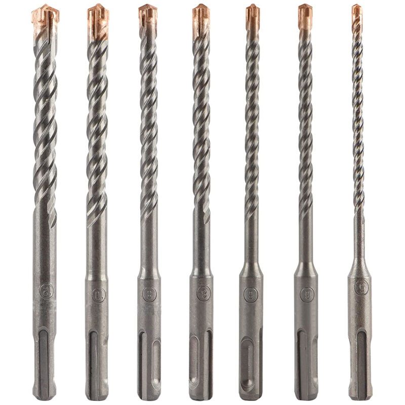 Ahlsen - Accessoires jeu d'embouts 7x, pour marteau perforateur, pour accessoires de marteau burineur en béton armé, argent, longueur 16 cm