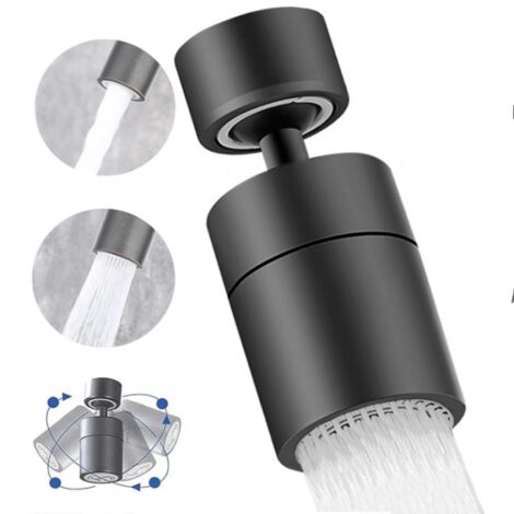 Ahlsen Aérateur de Robinet, 360° Pivotant Embout Robinet Cuisine, 2 Modes Mousseur Robinet Economie Eau, Pour Robinet Pour Éviers de Cuisine Salle de Bain lavabo (Noir)
