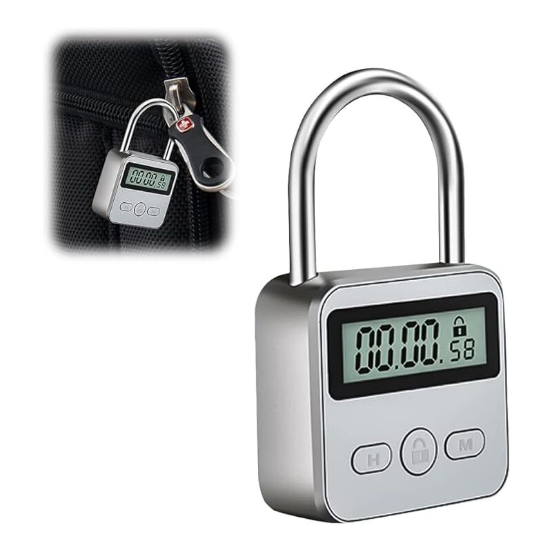 Ahlsen - Affichage de Lock, Cadenas Valise avec lcd Écran, usb rechargeable Cadenas Code Verrouillage De La Minuterie, pour Prévenir Les Mauvaises