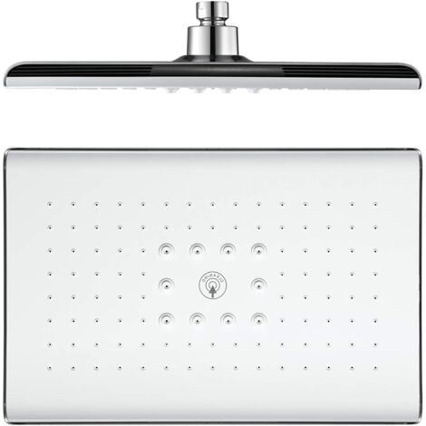Ahlsen Alcachofa de ducha, Alcachofa de ducha fija rectangular, Alcachofa de ducha tipo lluvia ABS, Alcachofa de ducha tipo lluvia de alta presión con ahorro de agua, Conector G1/2", Blanco