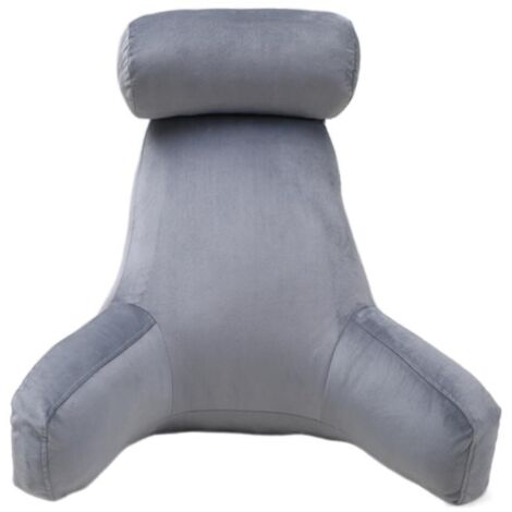 Ahlsen Almohada de lectura de algodón PP, almohada perezosa, cojín para sofá, respaldo para cabecera, cintura de oficina, gris