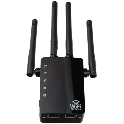 Ahlsen Amplificador de señal WiFi inalámbrico Repetidor de banda dual mejorado 1200 m Potente enrutador 2.4 y 5G (negro, 90x173x70 mm)
