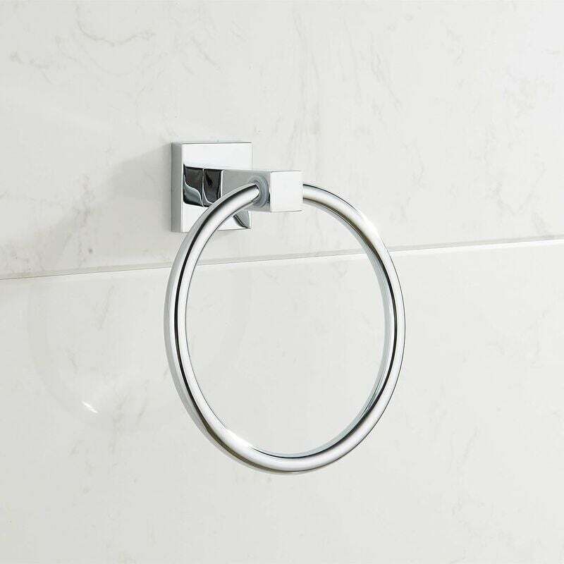 Ahlsen - Anneau porte-serviette mural minimaliste chromé pour salle de bain