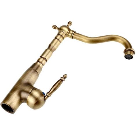 Ahlsen Antiker Retro-Stil aus massivem Messing für Küche, Badezimmer, Waschbecken, Wasserhahn, heiße und kalte Schläuche