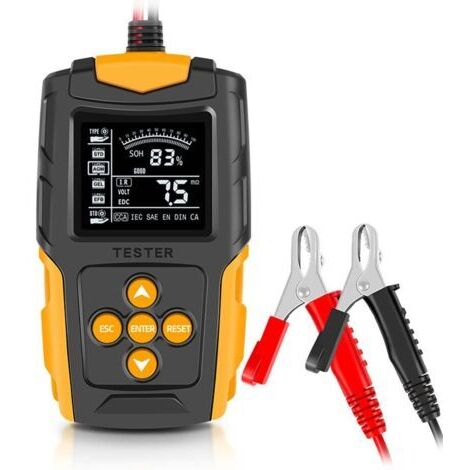 Ahlsen Autobatterietester, 12V/24V LCD-Digital-Batterieanalysator und Diagnosegerät zur Messung von Ladezustand (SOH), Leerlaufspannung (SOC), Kaltstartstrom (CCA) und Infrarot (IR) für Pkw, Lkw und M